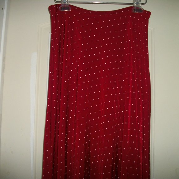 Norm Thompson Dresses & Skirts - DOTS DARLING RED SLINKY MAXI LG